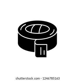 Insulating tape black icon, vector sign on isolated background. Insulating tape concept symbol, illustration 