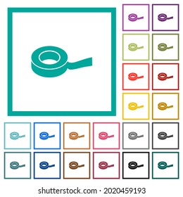 Insulating tape flat color icons with quadrant frames on white background