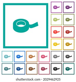 Insulating tape flat color icons with quadrant frames on white background