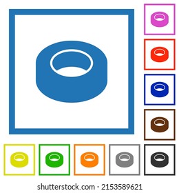 Insulating tape flat color icons in square frames on white background