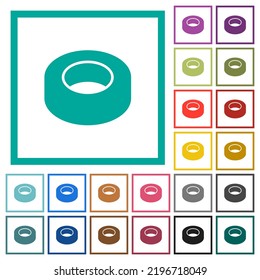 Insulating tape flat color icons with quadrant frames on white background