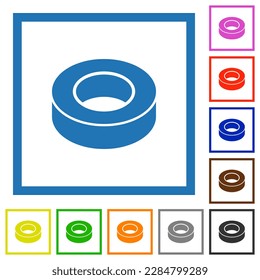 Insulating tape flat color icons in square frames on white background