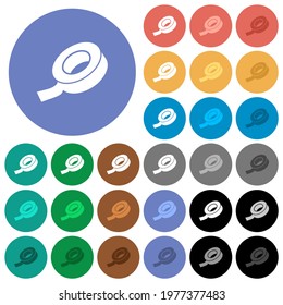 Insulating tape multi colored flat icons on round backgrounds. Included white, light and dark icon variations for hover and active status effects, and bonus shades.