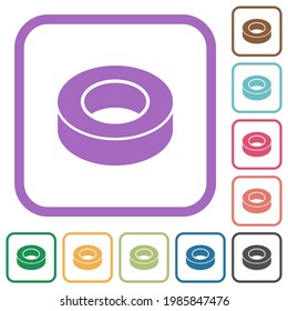 Insulating tape simple icons in color rounded square frames on white background