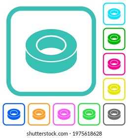 Insulating tape vivid colored flat icons in curved borders on white background