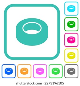 Insulating tape vivid colored flat icons in curved borders on white background