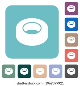 Insulating tape white flat icons on color rounded square backgrounds