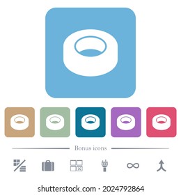 Insulating tape white flat icons on color rounded square backgrounds. 6 bonus icons included