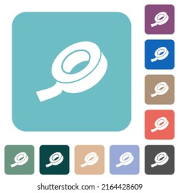 Insulating tape white flat icons on color rounded square backgrounds