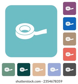 Insulating tape white flat icons on color rounded square backgrounds