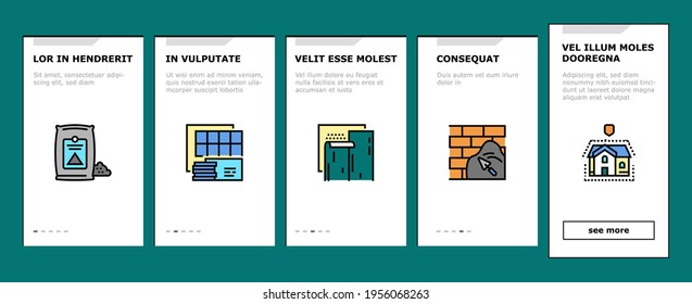 Insulation Building Onboarding Mobile App Page Screen Vector. Insulation Roll Material And Wooden Plywood, Waterproof And Temperature Preservation Layer Illustrations