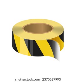 insulation duct tape black and yellow roll vector. Caution tape masking adhesive realistic accident warning barrier. illustration isolated stock image