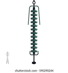Insulation of electrical wiring in vector design. Ceramic component high voltage pylons. Isolated cylindrical shape in black and white. Abstract industrial illustration.