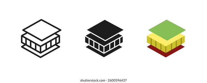 Insulation icon. Construction and building material vector illustration. Used for thermal and soundproof protection in walls, roofs and floors. Essential for energy efficiency and climate control.