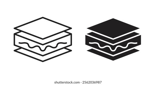 Insulation icons in flat and line style set.