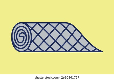 Insulation material roll on yellow background vector illustration modern design