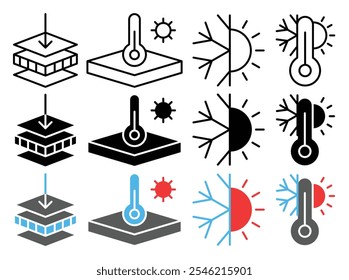 Insulation vector icon collection. vector illustration set.