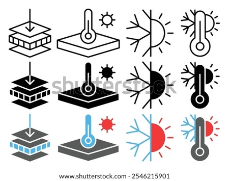 Insulation vector icon collection. vector illustration set.