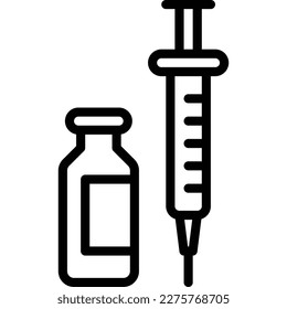 Insulin: ampoule and syringe. Thin line icon. Medical treatment for diabetes. Vector illustration.