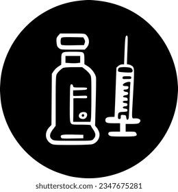 Insulin bottle and syringe vector icon. filled flat sign for mobile sign, symbol, vector, art