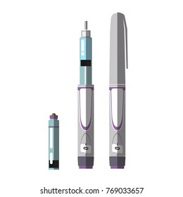 Insulin. Diabetic syringe. Insulin ampoule.