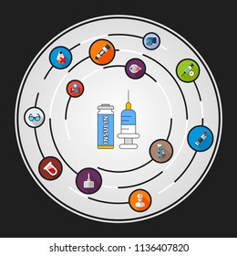 Insulin flat icons concept. Vector illustration. Element template for design.