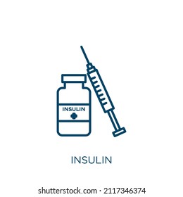 insulin icon. Thin linear insulin outline icon isolated on white background. Line vector insulin sign, symbol for web and mobile
