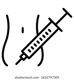 Icono de inyección de insulina Vector de contorno en blanco y negro