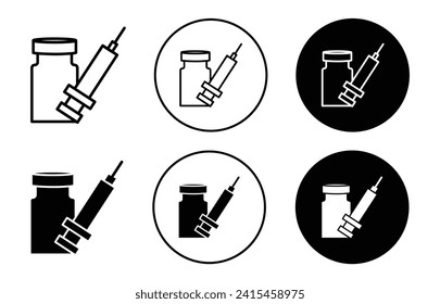 insulin injecting outline line icon set sign for web app