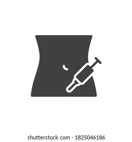 Insulin injecting vector icon. filled flat sign for mobile concept and web design. Applying insulin injection glyph icon. Symbol, logo illustration. Vector graphics