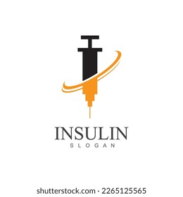 Insulinininjektionssymbol, einfaches Design, Vektorgrafik-Logo-Vorlage