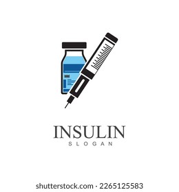 Insulinininjektionssymbol, einfaches Design, Vektorgrafik-Logo-Vorlage