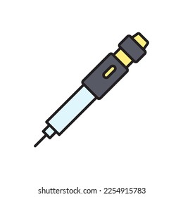 Insulin injection pen filled color icon. linear style sign for mobile concept and web design. 