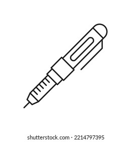 Insulin Injection Pen Outline Icon. Isolated Line Insulin Injection Pen Icon On White Background. Vector Illustration