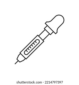 Insulin Injection Pen Outline Icon. Isolated Line Insulin Injection Pen Icon On White Background. Vector Illustration