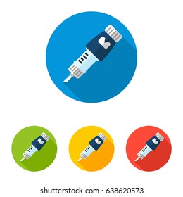 Insulin injection pen vector icon. Diabetes syringe illustration