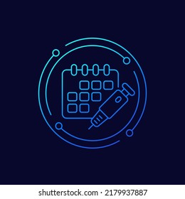 Insulin Injection Schedule Icon, Linear Design