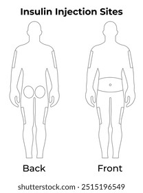 Diagrama de Ilustración vectorial de diseño de Ciencia de sitios de inyección de insulina