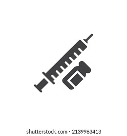 Insulin injection vector icon. filled flat sign for mobile concept and web design. Vaccine bottle and syringe glyph icon. Symbol, logo illustration. Vector graphics