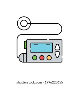Insulin lamp line color icon. Diabetes treatment concept. Pharmacy. Editable stroke.