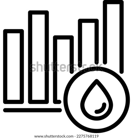Insulin level statistics: graph with blood drop. Thin line icon. Diabetes. Glucometer. Vector illustration.