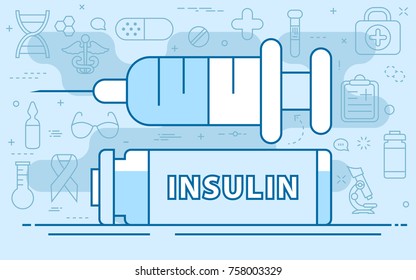 Insulin line concept. Vector illustration. Element template for design.