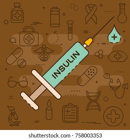 Insulin line concept. Vector illustration. Element template for design.