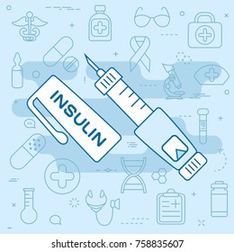 Insulin line concept. Vector illustration. Element template for design.