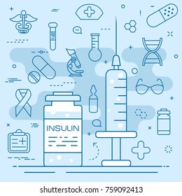 Insulin line concept. Vector illustration. Element template for design.