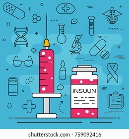 Insulin line concept. Vector illustration. Element template for design.