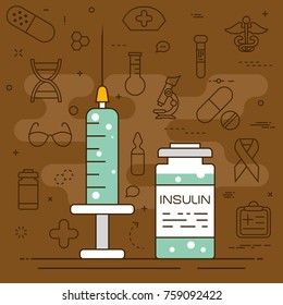 Insulin line concept. Vector illustration. Element template for design.