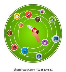 Insulin pen flat icons concept. Vector illustration. Element template for design.