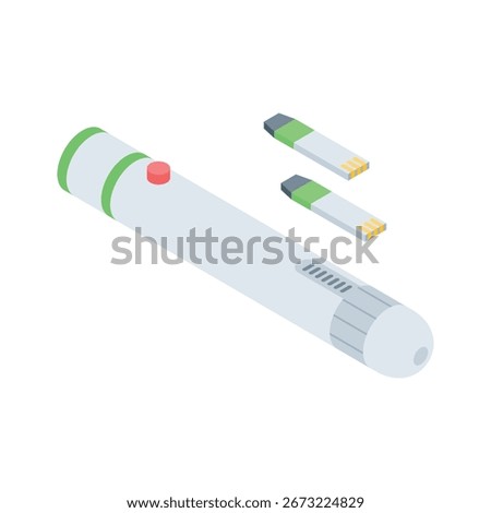 Insulin pen icon designed in isometric style