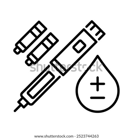 Insulin pen icon. Outline style. Vector. Isolate on white background.